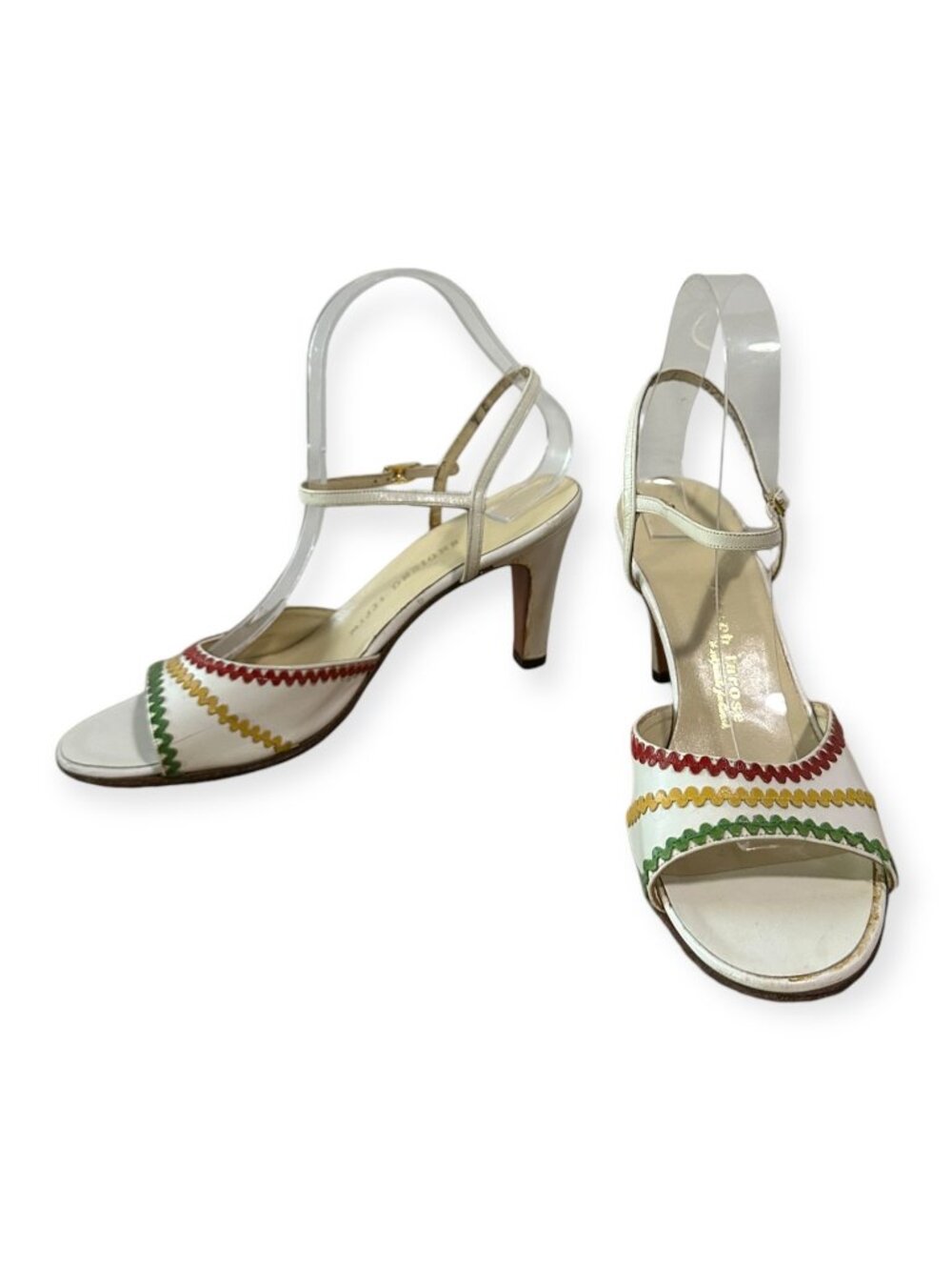 Vintage Joseph Larose High Heel Leather Sandal with Ric Rac tape, Size 9